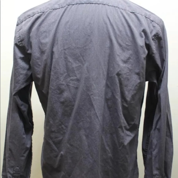 Vroom and Dreesmann Men Long Sleeve Shirt Polo Striped Dark Gray Small Cotton - Picture 5 of 12